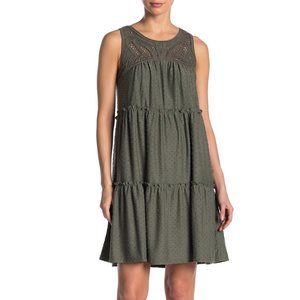 Spense Crochet Tiered Dot Shift Dress